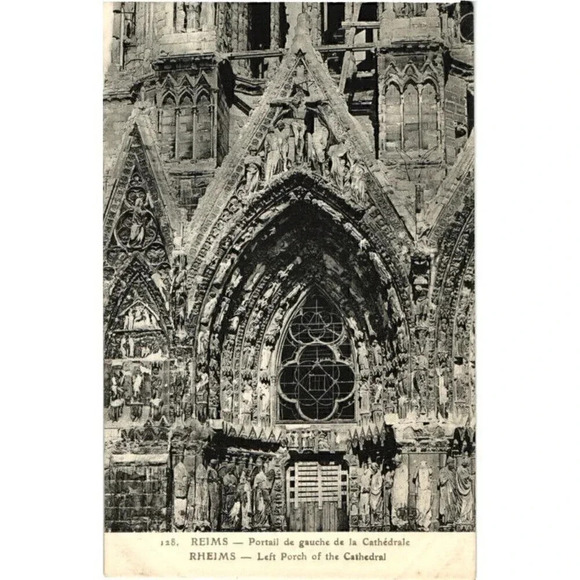 No. 128 REIMS Portail de gauche de la Cathédrale- Reims, France Postcard - Picture 1 of 2